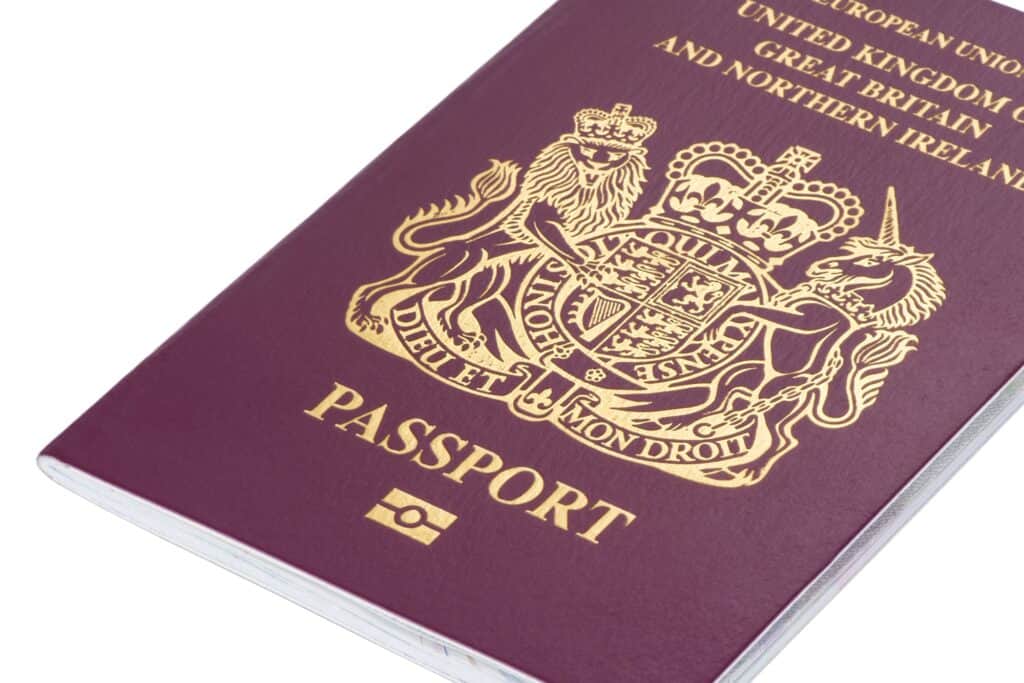 Cropped image of a British passport